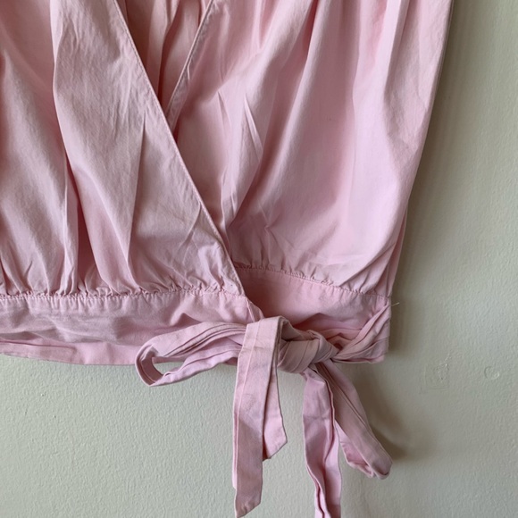 Pink Zara Poplin Wrap Top, Size Large - Picture 4 of 6